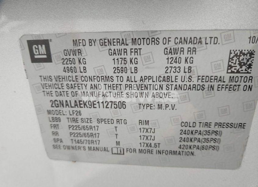 Photo 9 of 2014 Chevrolet Equinox LS (VIN 2GNALAEK9E1127506)