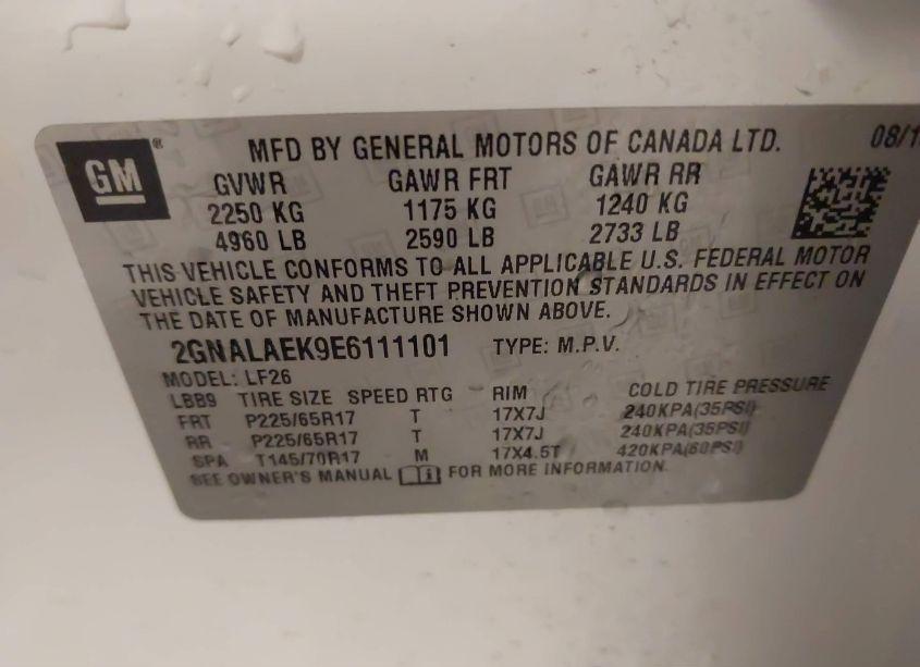 Photo 9 of 2014 Chevrolet Equinox LS (VIN 2GNALAEK9E6111101)