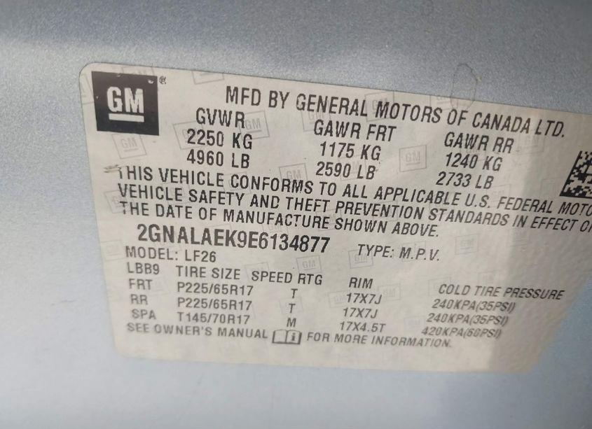 Photo 9 of 2014 Chevrolet Equinox LS (VIN 2GNALAEK9E6134877)