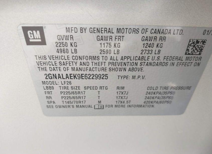 Photo 9 of 2014 Chevrolet Equinox LS (VIN 2GNALAEK9E6229925)