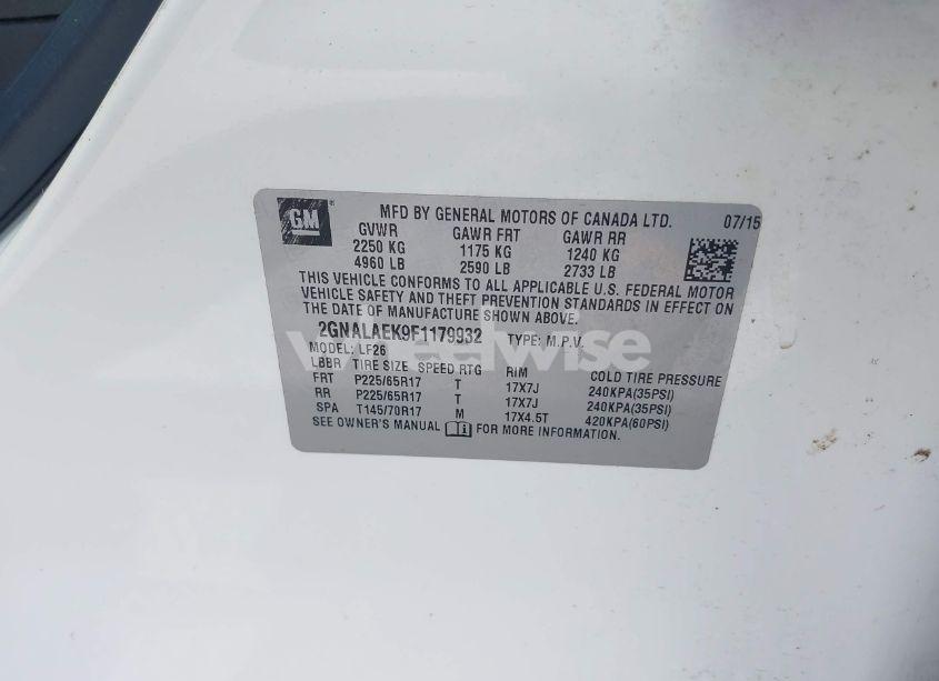 Photo 9 of 2015 Chevrolet Equinox LS (VIN 2GNALAEK9F1179932)