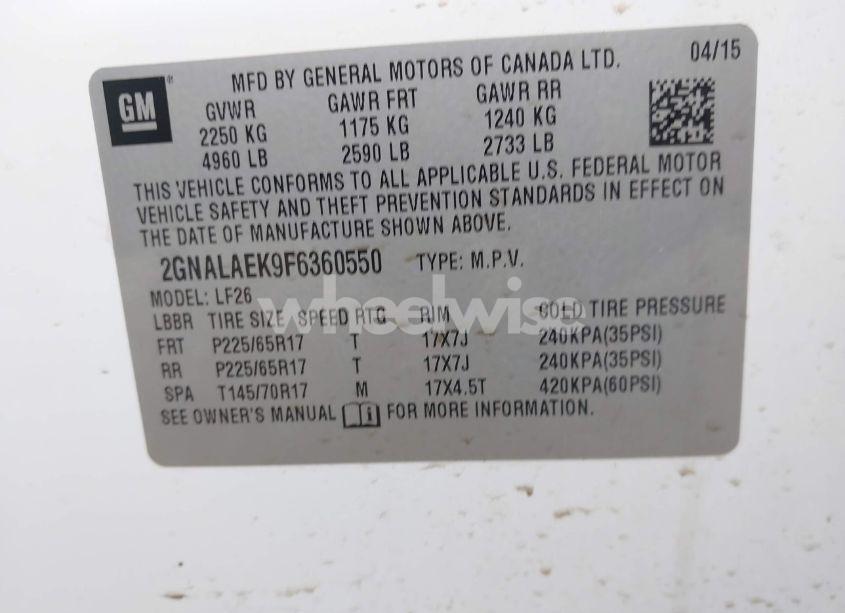 Photo 9 of 2015 Chevrolet Equinox LS (VIN 2GNALAEK9F6360550)