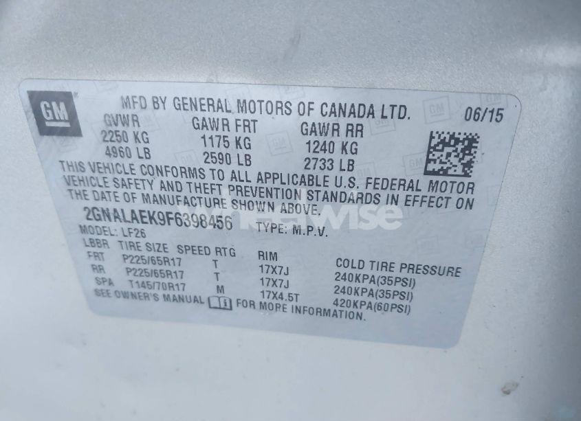 Photo 9 of 2015 Chevrolet Equinox LS (VIN 2GNALAEK9F6398456)