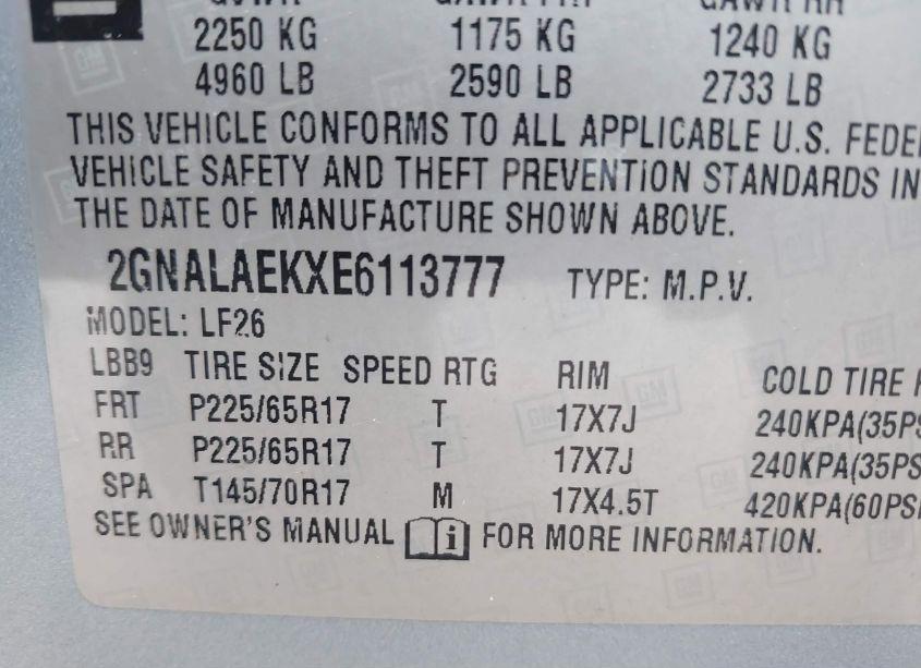 Photo 9 of 2014 Chevrolet Equinox LS (VIN 2GNALAEKXE6113777)