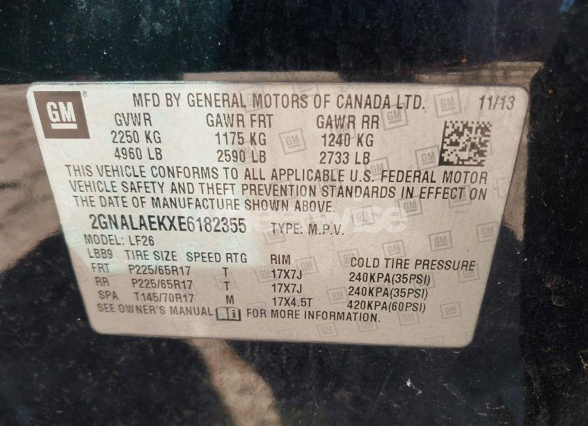 Photo 9 of 2014 Chevrolet Equinox LS (VIN 2GNALAEKXE6182355)
