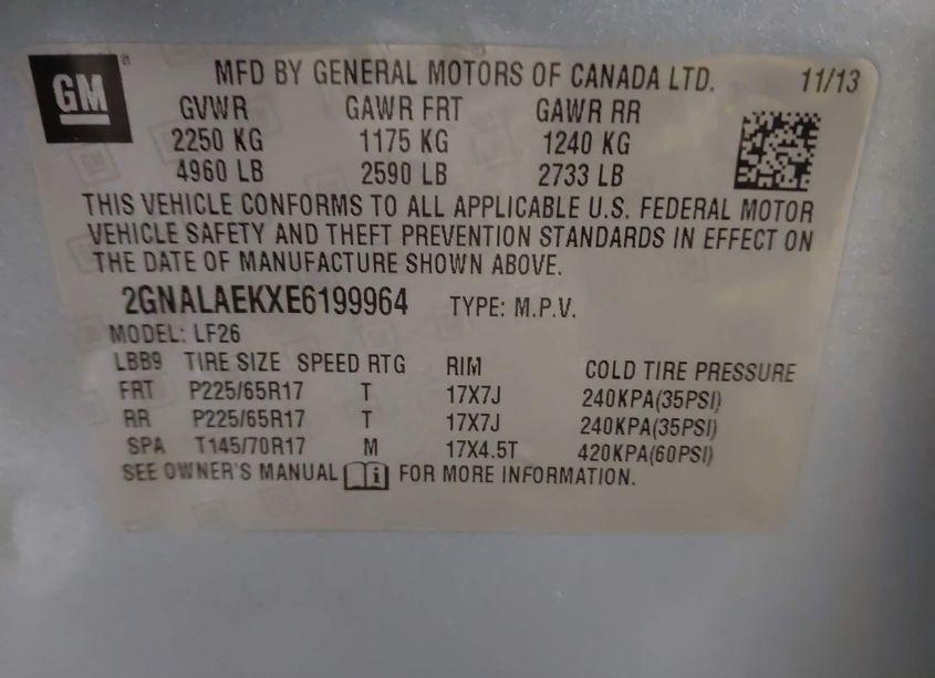 Photo 9 of 2014 Chevrolet Equinox LS (VIN 2GNALAEKXE6199964)