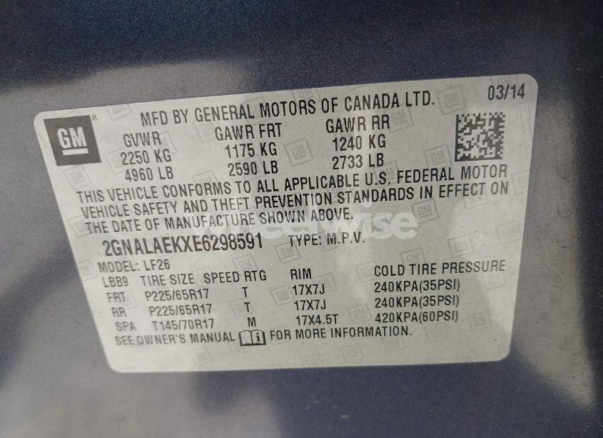 Photo 9 of 2014 Chevrolet Equinox LS (VIN 2GNALAEKXE6298591)