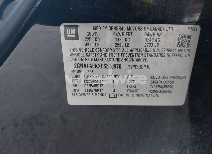 Photo 9 of 2014 Chevrolet Equinox LS (VIN 2GNALAEKXE6310870)