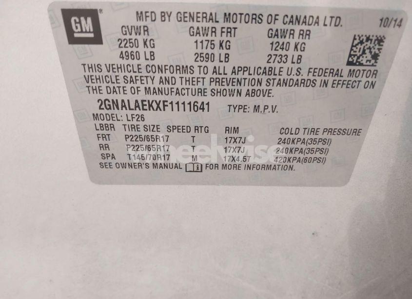 Photo 9 of 2015 Chevrolet Equinox LS (VIN 2GNALAEKXF1111641)