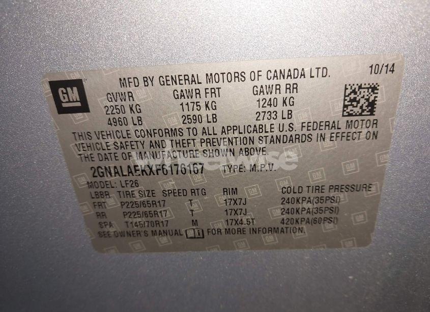 Photo 9 of 2015 Chevrolet Equinox LS (VIN 2GNALAEKXF6176167)