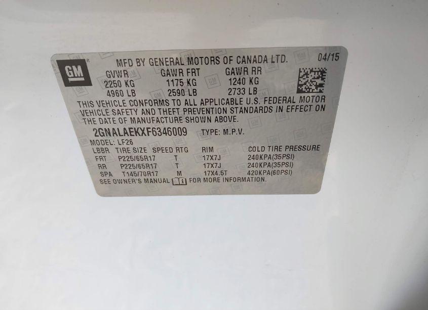 Photo 9 of 2015 Chevrolet Equinox LS (VIN 2GNALAEKXF6346009)