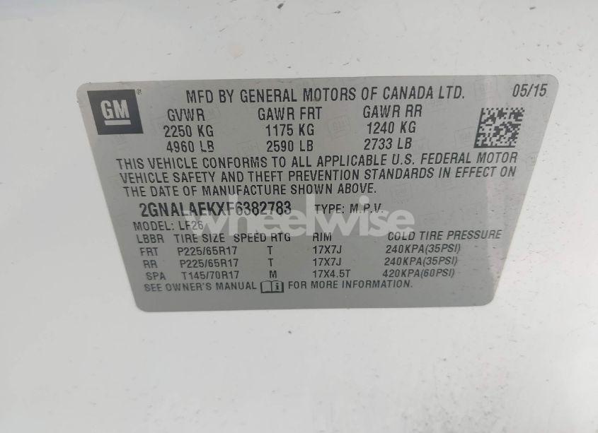 Photo 9 of 2015 Chevrolet Equinox LS (VIN 2GNALAEKXF6382783)