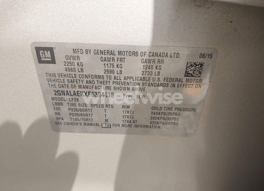 Photo 9 of 2015 Chevrolet Equinox LS (VIN 2GNALAEKXF6394416)