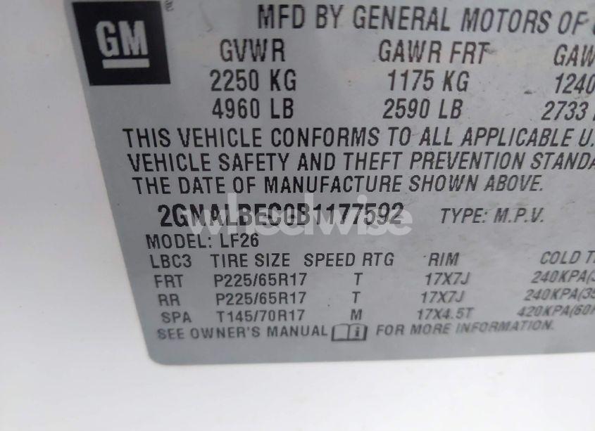 Photo 9 of 2011 Chevrolet Equinox LS (VIN 2GNALBEC0B1177592)