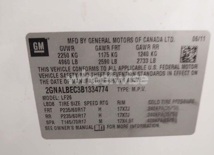 Photo 9 of 2011 Chevrolet Equinox LS (VIN 2GNALBEC3B1334774)