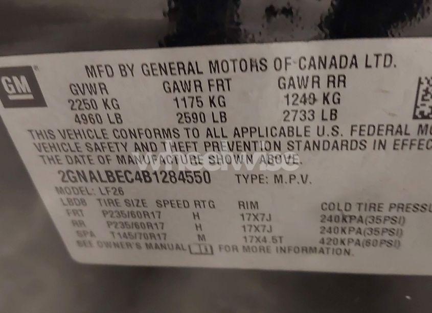 Photo 9 of 2011 Chevrolet Equinox LS (VIN 2GNALBEC4B1284550)