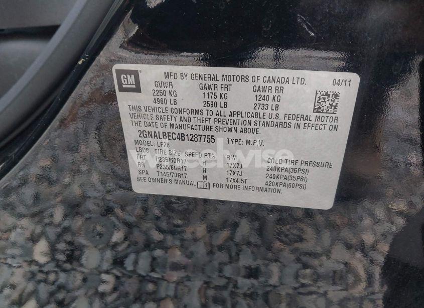 Photo 9 of 2011 Chevrolet Equinox LS (VIN 2GNALBEC4B1287755)