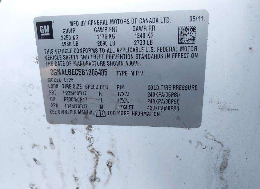 Photo 9 of 2011 Chevrolet Equinox LS (VIN 2GNALBEC5B1305485)