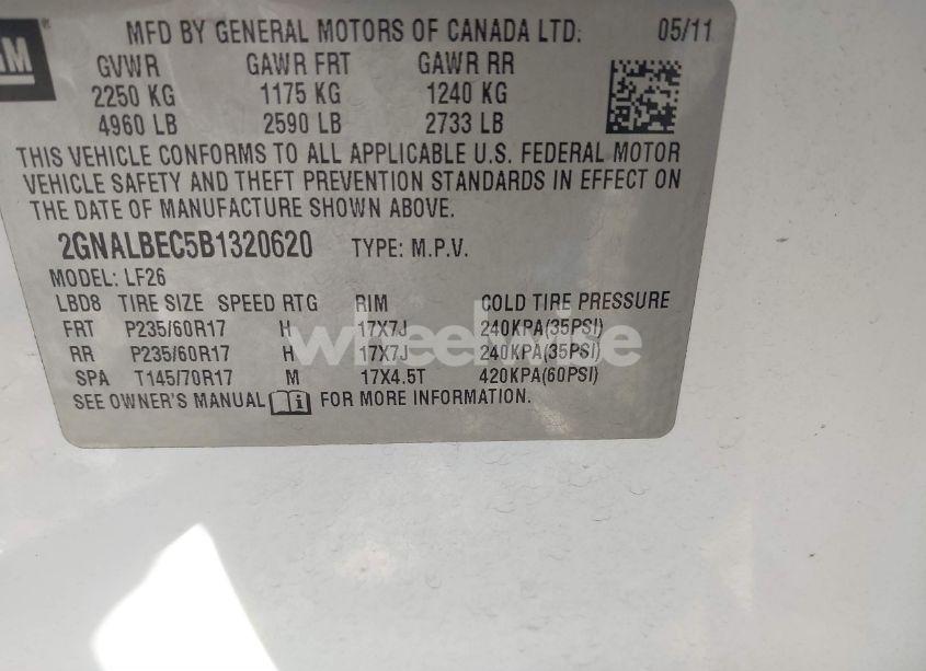 Photo 9 of 2011 Chevrolet Equinox LS (VIN 2GNALBEC5B1320620)