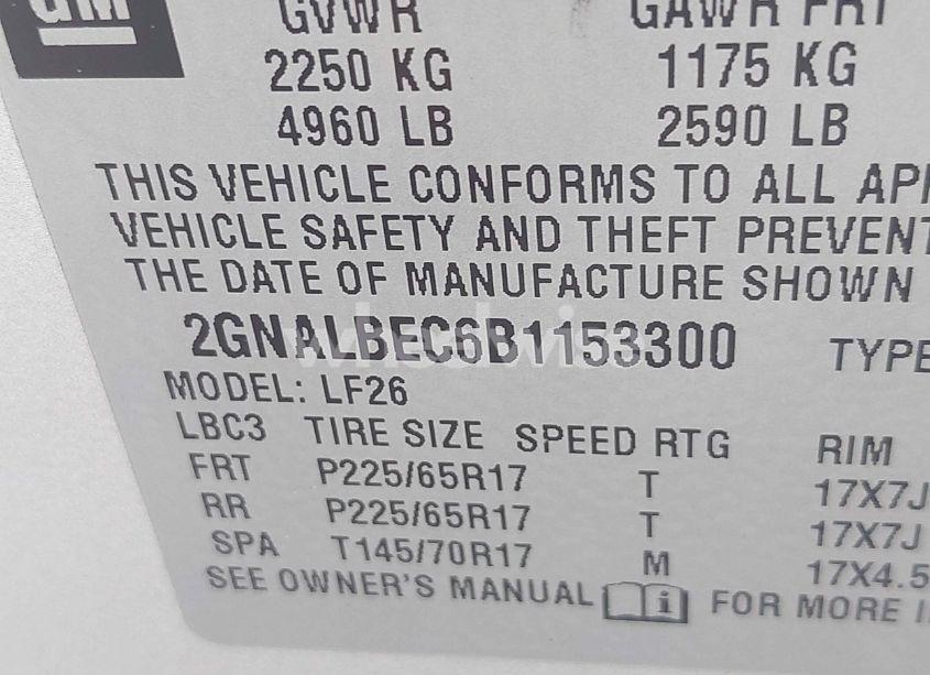 Photo 9 of 2011 Chevrolet Equinox LS (VIN 2GNALBEC6B1153300)