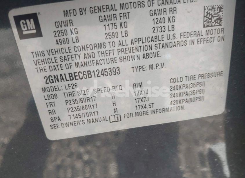 Photo 9 of 2011 Chevrolet Equinox LS (VIN 2GNALBEC6B1245393)