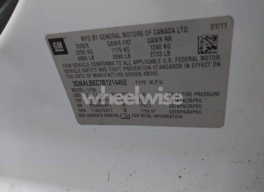 Photo 9 of 2011 Chevrolet Equinox LS (VIN 2GNALBEC7B1214492)