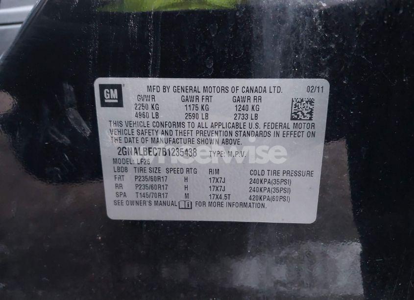 Photo 9 of 2011 Chevrolet Equinox LS (VIN 2GNALBEC7B1235438)