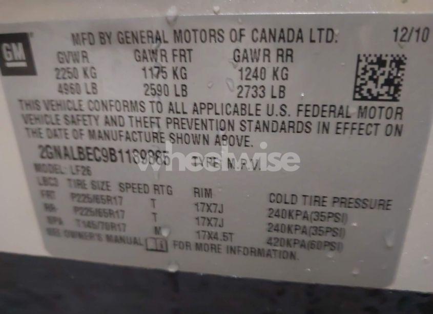 Photo 9 of 2011 Chevrolet Equinox LS (VIN 2GNALBEC9B1189885)