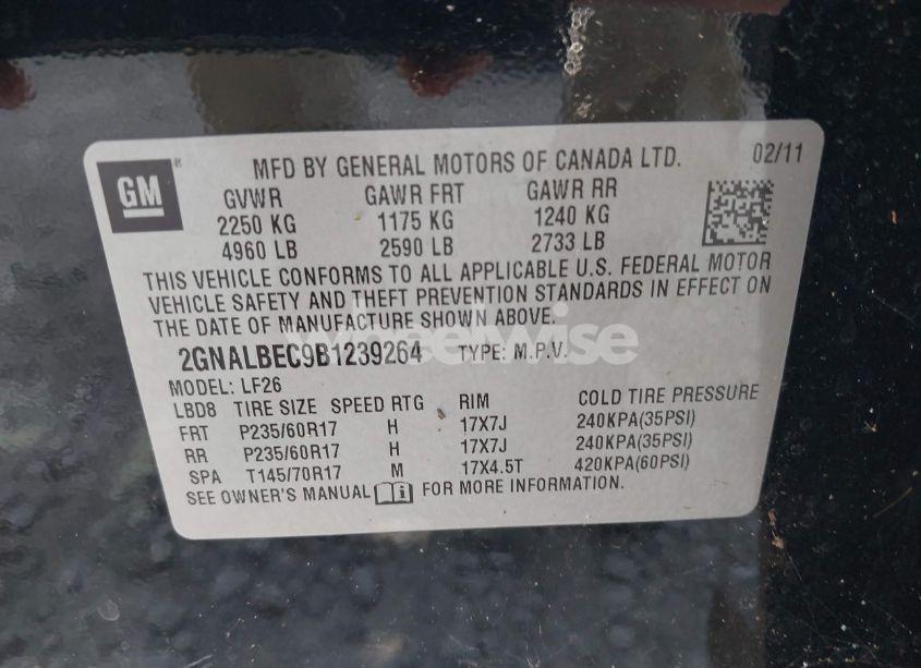 Photo 9 of 2011 Chevrolet Equinox LS (VIN 2GNALBEC9B1239264)