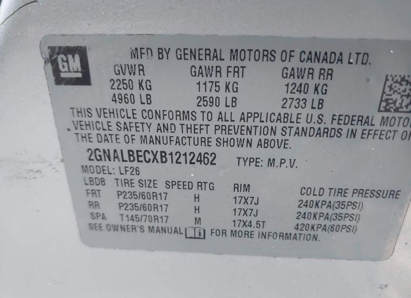 Photo 9 of 2011 Chevrolet Equinox LS (VIN 2GNALBECXB1212462)