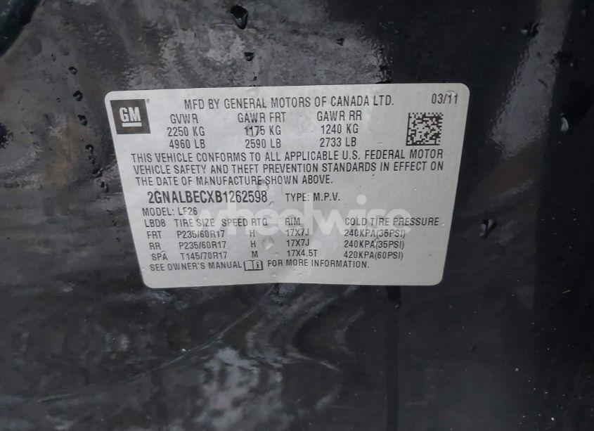 Photo 9 of 2011 Chevrolet Equinox LS (VIN 2GNALBECXB1262598)