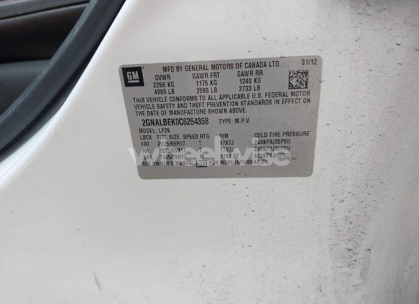 Photo 9 of 2012 Chevrolet Equinox LS (VIN 2GNALBEK0C6254358)