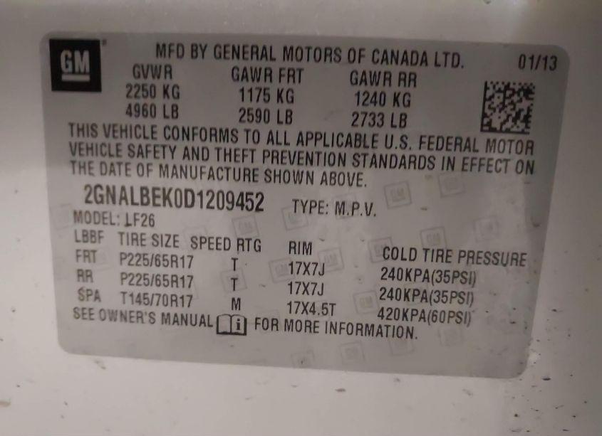 Photo 9 of 2013 Chevrolet Equinox LS (VIN 2GNALBEK0D1209452)