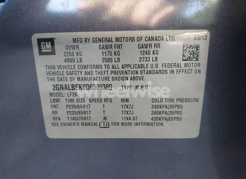 Photo 9 of 2013 Chevrolet Equinox LS (VIN 2GNALBEK0D6309389)