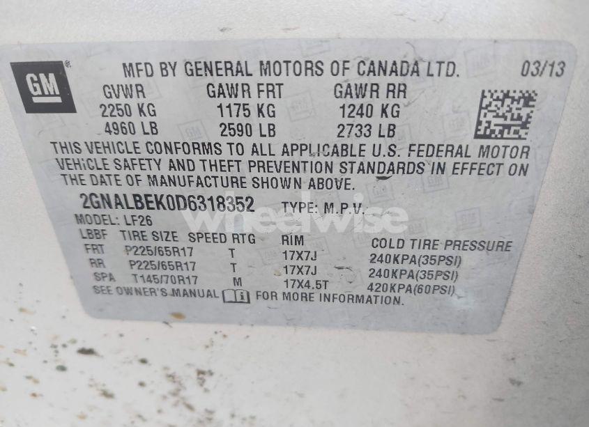 Photo 9 of 2013 Chevrolet Equinox LS (VIN 2GNALBEK0D6318352)