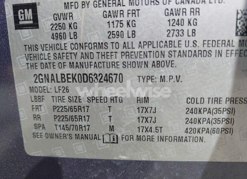 Photo 9 of 2013 Chevrolet Equinox LS (VIN 2GNALBEK0D6324670)