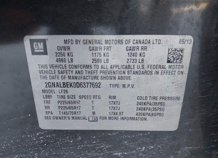 Photo 9 of 2013 Chevrolet Equinox LS (VIN 2GNALBEK0D6377692)