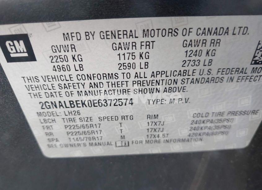 Photo 9 of 2014 Chevrolet Equinox 1LT (VIN 2GNALBEK0E6372574)