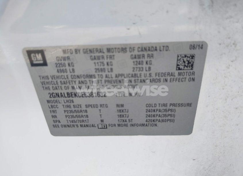 Photo 9 of 2014 Chevrolet Equinox 1LT (VIN 2GNALBEK0E6381632)