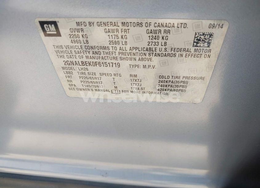 Photo 9 of 2015 Chevrolet Equinox 1LT (VIN 2GNALBEK0F6151719)