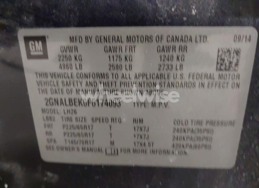 Photo 9 of 2015 Chevrolet Equinox 1LT (VIN 2GNALBEK0F6174093)