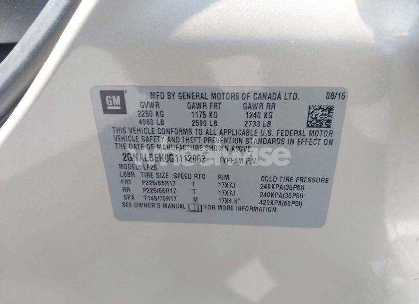 Photo 9 of 2016 Chevrolet Equinox LS (VIN 2GNALBEK0G1112062)