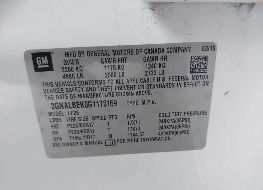 Photo 9 of 2016 Chevrolet Equinox LS (VIN 2GNALBEK0G1170169)