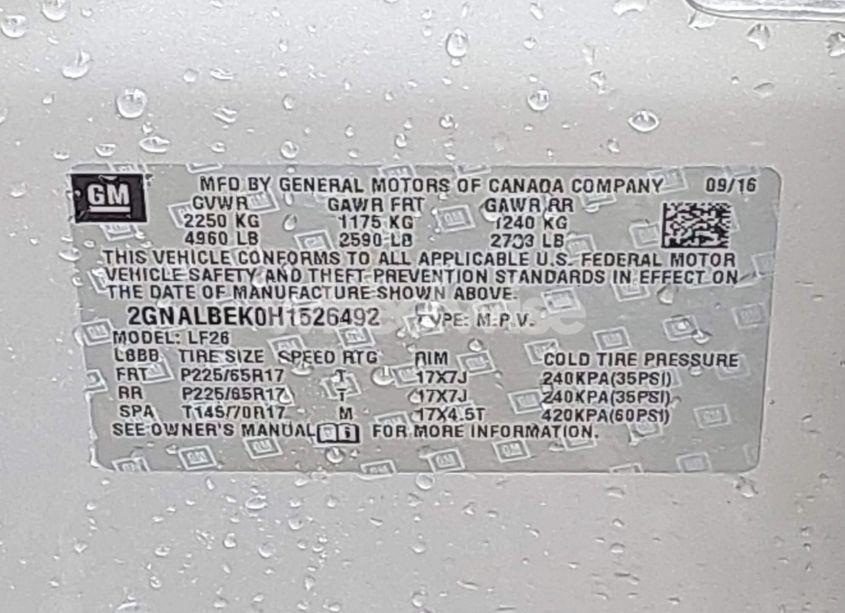 Photo 9 of 2017 Chevrolet Equinox LS (VIN 2GNALBEK0H1526492)