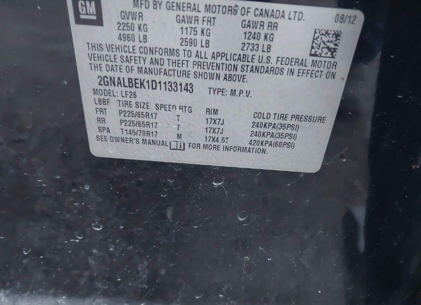 Photo 9 of 2013 Chevrolet Equinox LS (VIN 2GNALBEK1D1133143)