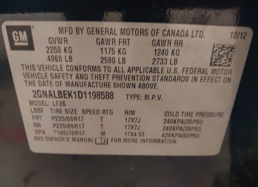 Photo 9 of 2013 Chevrolet Equinox LS (VIN 2GNALBEK1D1198588)