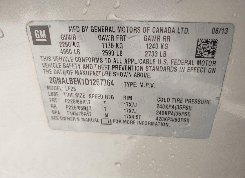 Photo 9 of 2013 Chevrolet Equinox LS (VIN 2GNALBEK1D1267764)