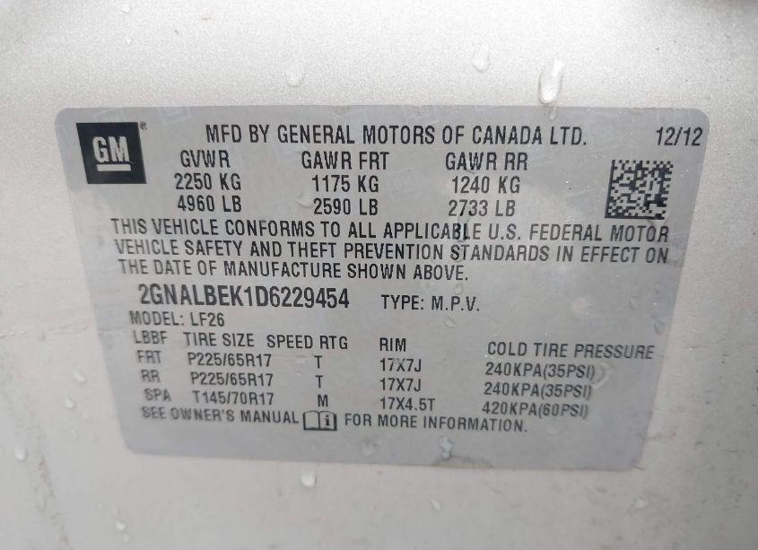 Photo 9 of 2013 Chevrolet Equinox LS (VIN 2GNALBEK1D6229454)