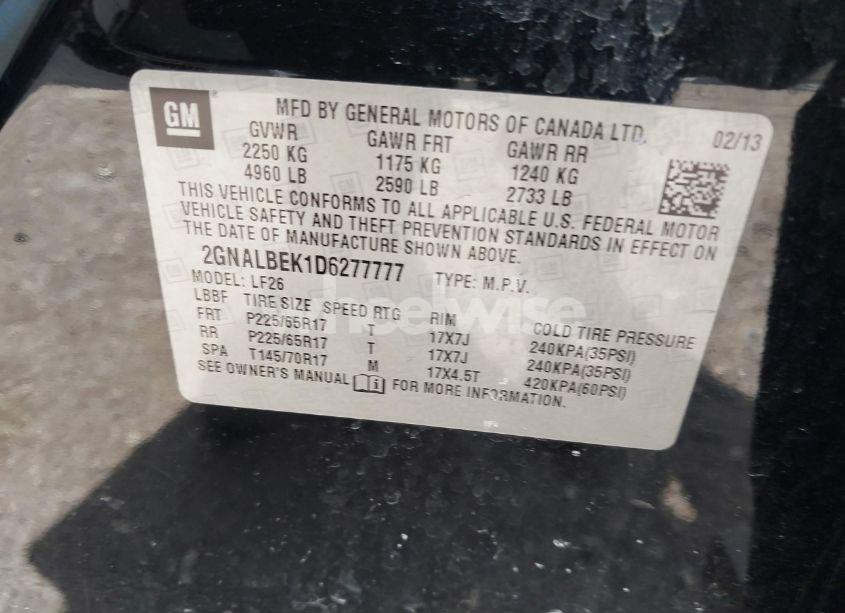 Photo 9 of 2013 Chevrolet Equinox LS (VIN 2GNALBEK1D6277777)