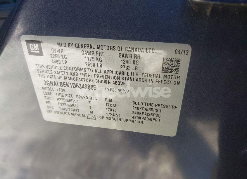 Photo 9 of 2013 Chevrolet Equinox LS (VIN 2GNALBEK1D6349805)